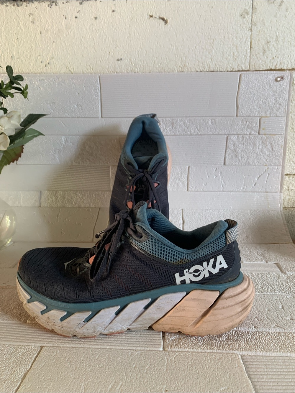 HOKA Women's Black and Teal Running Shoes - Lightweight Cushioning
